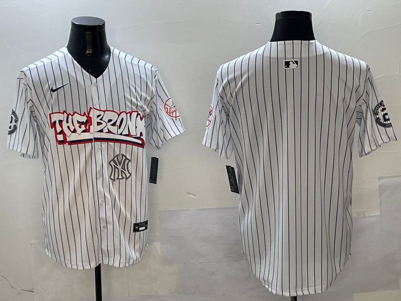 Men New York Yankees Blank White Stripe four generations Joint Name 2025 Nike MLB Jersey style 26